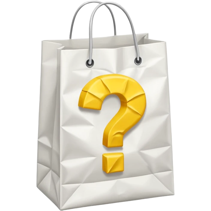 white goodiebag with yellow questions mark boxes stuffed in it emoji
