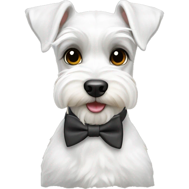 Miniature white German schnauzers are wearing a bowtie emoji