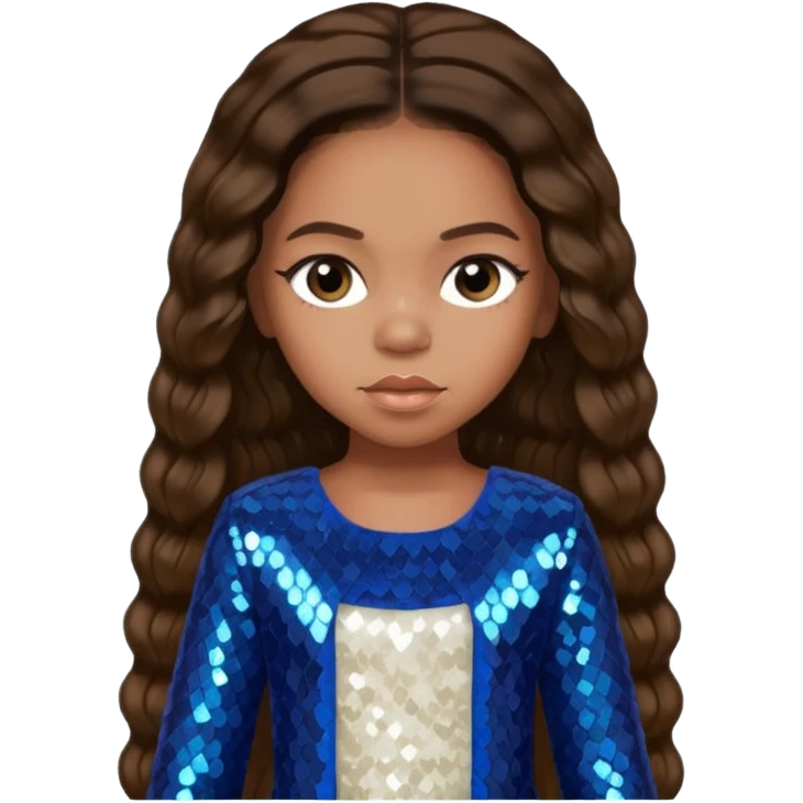 Blue Ivy Carter with long dark brown hair, ivory sequin outfit emoji