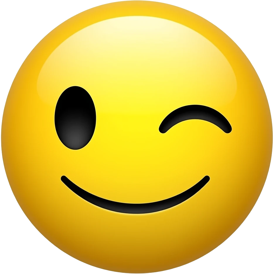 Yellow circle winking emoji