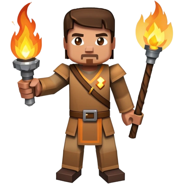 Minecraft character holding a torch emoji
