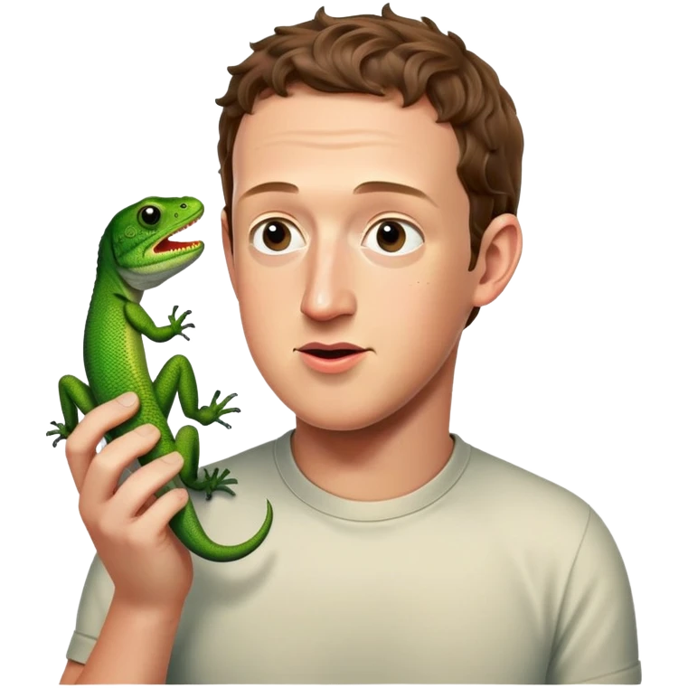 Mark Zuckerberg eating a lizard emoji