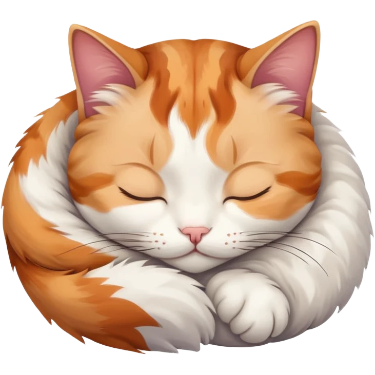 A cute cat curled up sleeping, peaceful expression emoji