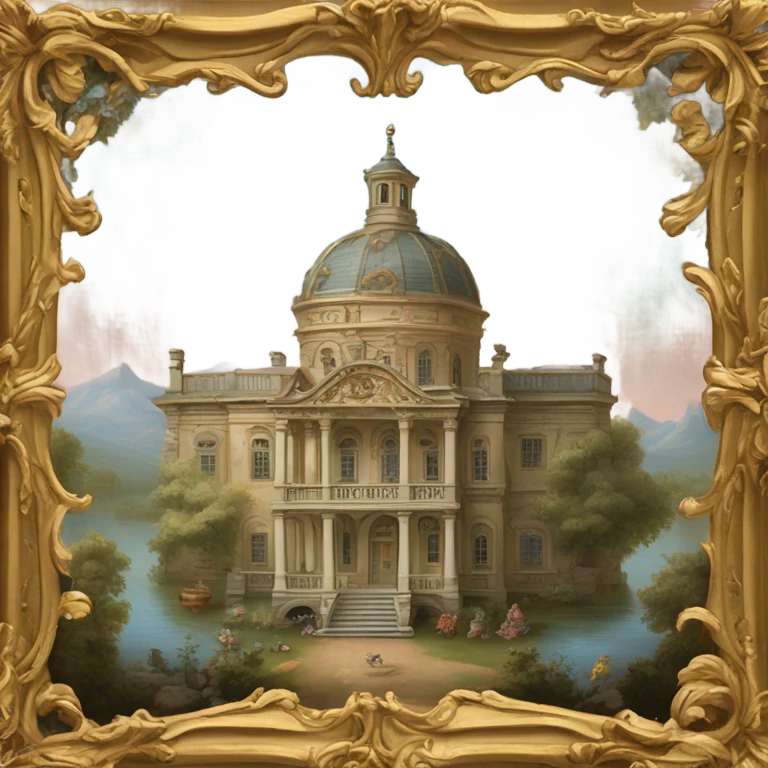 highly detailed vintage rococo scenic painting emoji