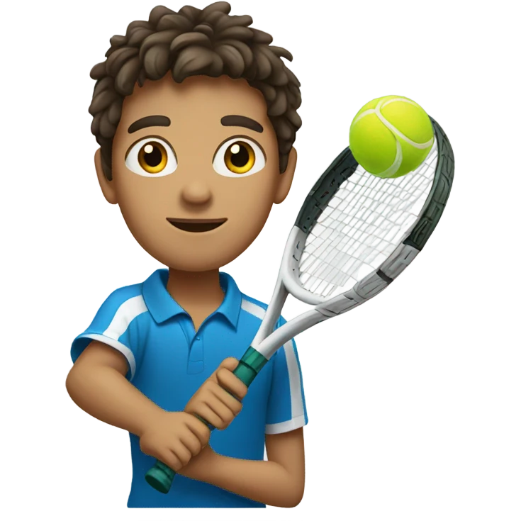 Brunette boy playing tennis emoji