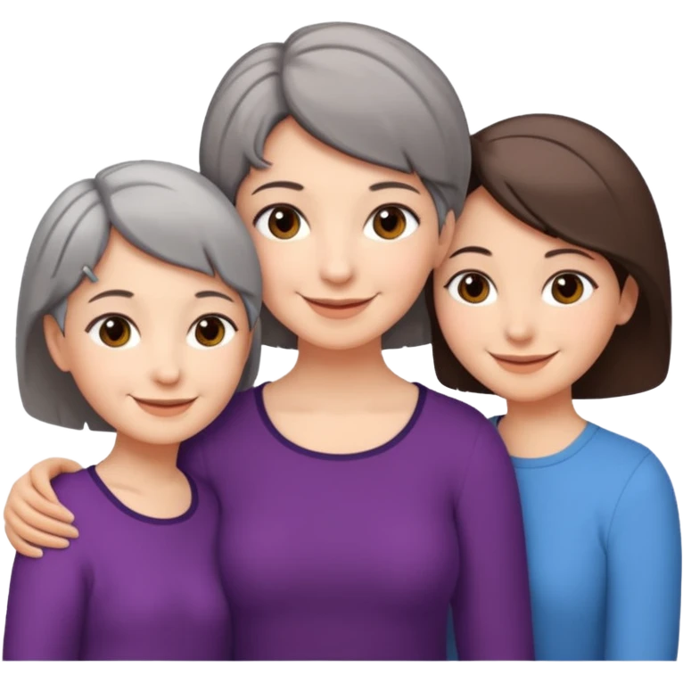 A mum with short Gray hair and her two adult daughters with brown hair emoji