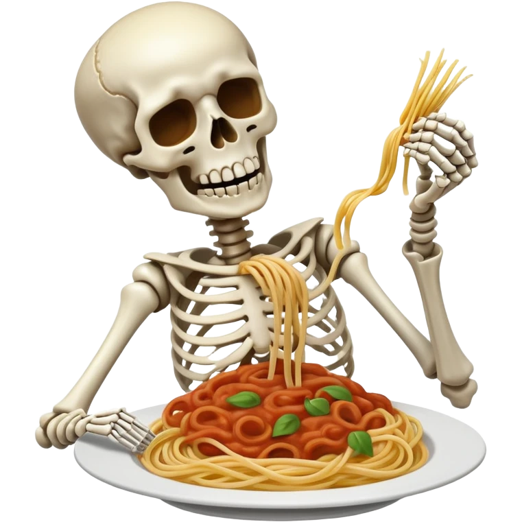 Skeleton eating spaghetti  emoji