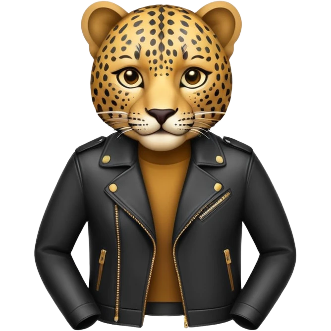 leopard in stylish leather jacket emoji