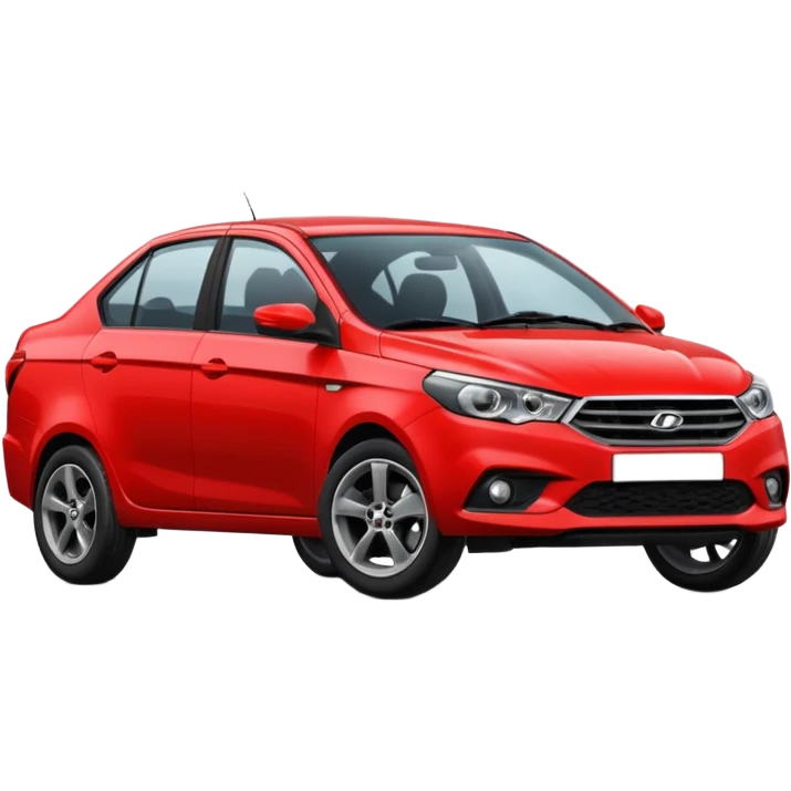 One Red Lada Vesta car with black discs standing sideways emoji