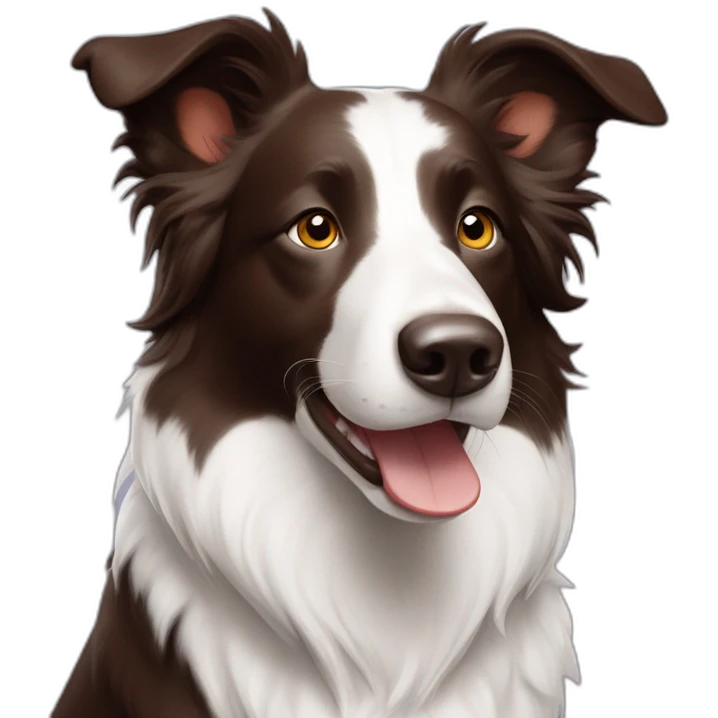 border collie chocolate white with freckles with erect ears emoji