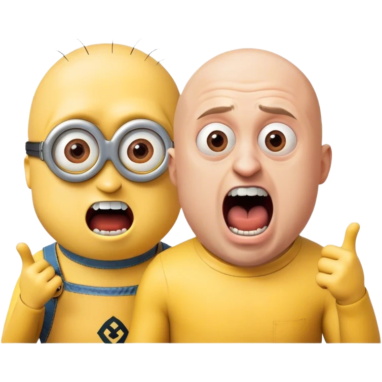 Left side of face minion and right side of face screaming bald man emoji