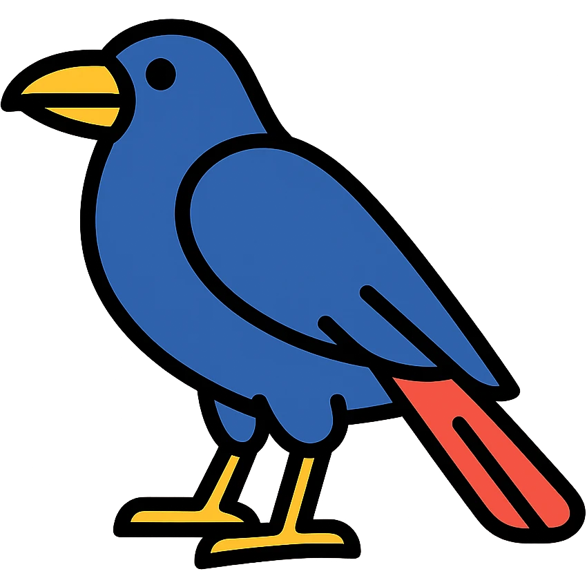 bold color outline icon of a raven emoji