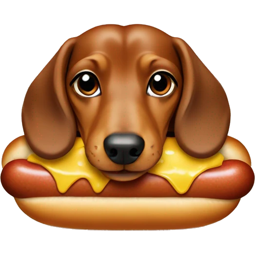 Daschund in a hot dog bun emoji