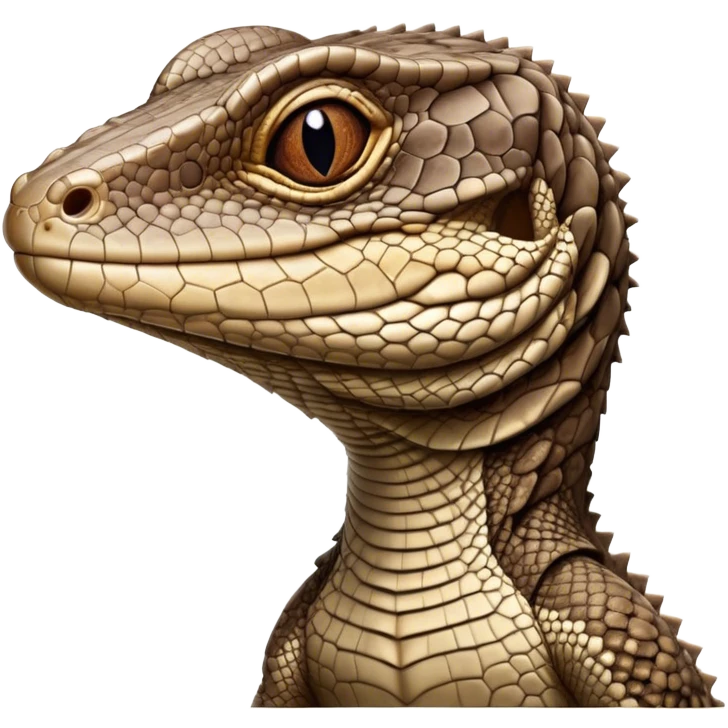 Cinematic Comical brown camo spotted monitor Lizard Portrait Emoji, Head tilted dramatically with an exaggeratedly shocked expression, featuring a robust, patterned body with wide, comically expressive eyes full of humorous disbelief, Simplified yet hilariously expressive features, highly detailed, glowing with a slightly sassy glow, high shine, dramatic yet playful, stylized with an air of quirky reptilian attitude, soft glowing outline, capturing the essence of a meme-worthy brown camo spotted monitor lizard that looks ready to side-eye its way into viral fame! emoji