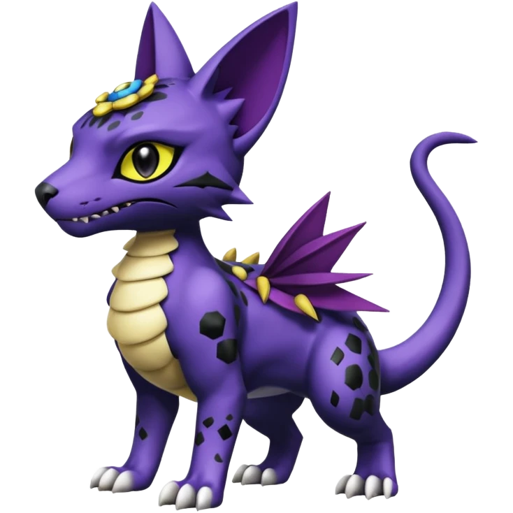 with black rosette-splotches, scaley Bastet-Liepard-Noibat-Gatomon-Garchomp-Digimon-Fakémon-Pokémon-creature (full body) emoji