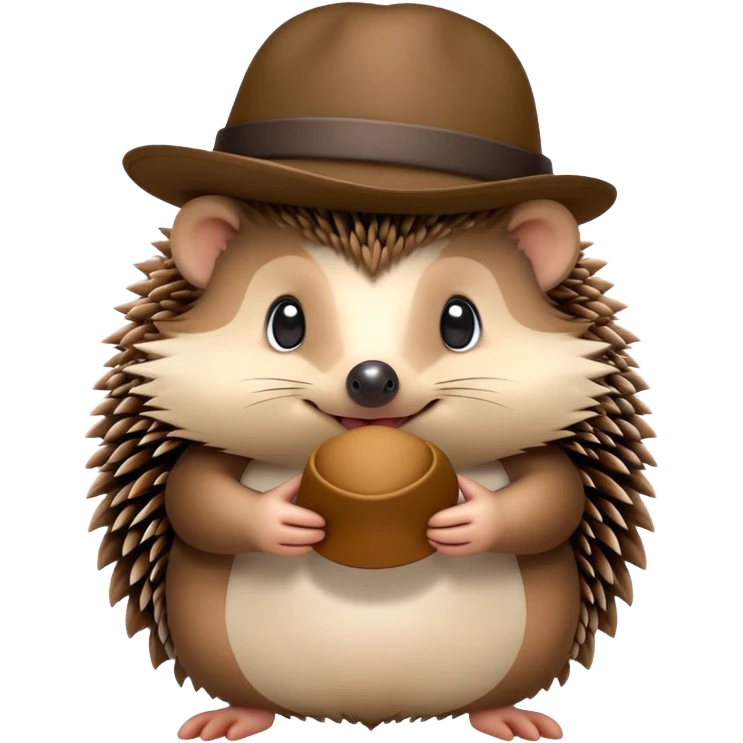 A hedgehog holding a hat in its hand emoji