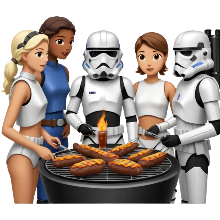 OG Stormtroopers enjoying a bbq and talking to hot Star Wars girls emoji