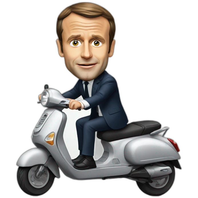 Emmanuel Macron sur un scooter emoji