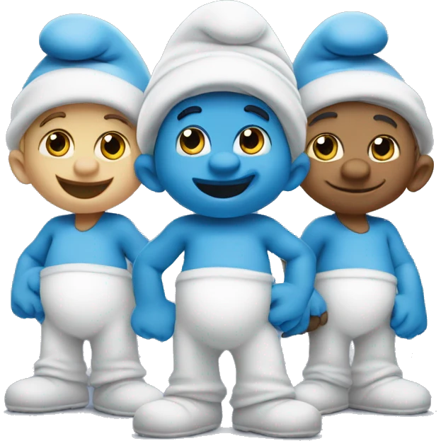 three cute Smurfs  emoji