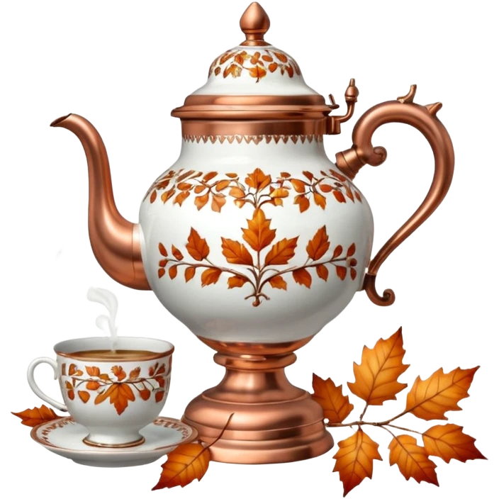 The samovar and autumn and a cup emoji