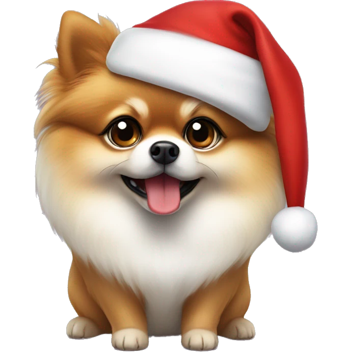 lulu pomeranian with santa claus hat
 emoji