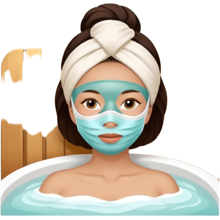 Lady with face mask spa beauty full face relaxing emoji