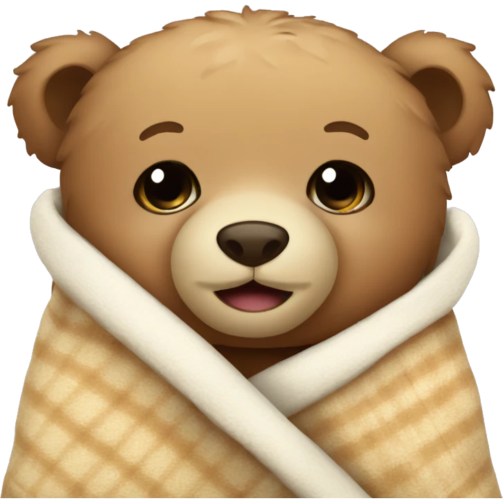  cute teddy bear cozy in blanket emoji