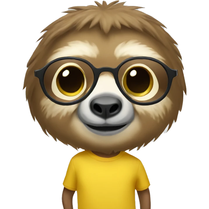 Sloth wearing rounded glasses and yellow sweatshirt  emoji