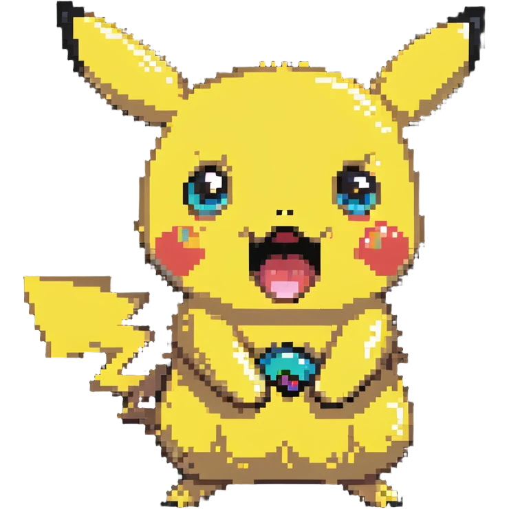 surprised shocked Pikachu with open mouth emoji