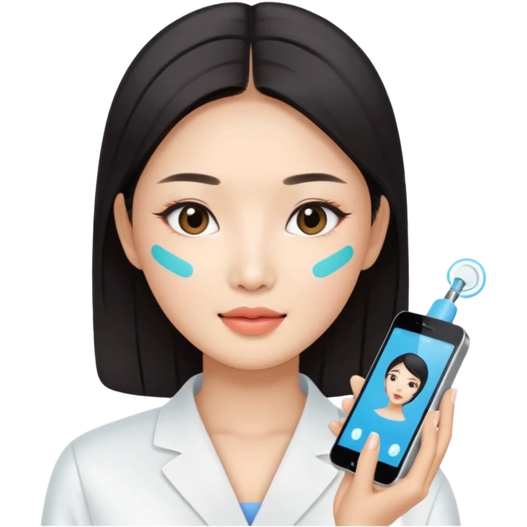 Asian women using facial beauty devices emoji