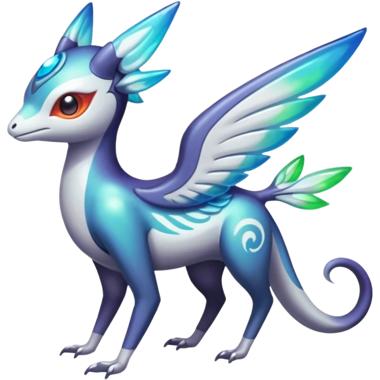 Iridescent Bioluminescent Translucent Luminescent Diaphanous Shiny Colorful Meloetta-Latias-Koraidon-Peppercat-Wargreymon-Protogen-Fakémon-fusion-hybrid-creature emoji