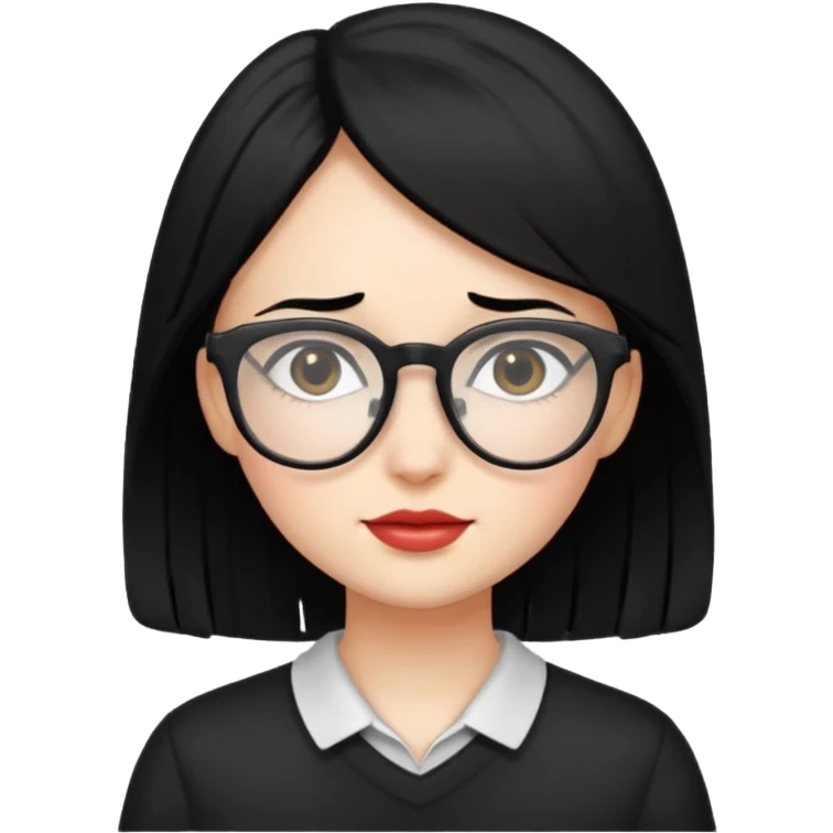 Niña de cabello negro con lentes emoji