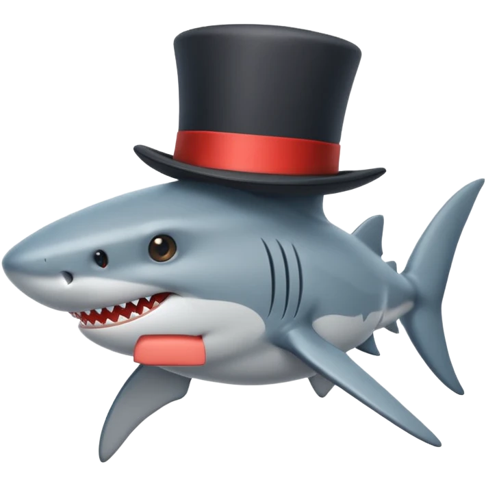 Shark with a top hat emoji