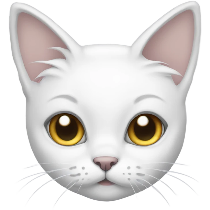 White cat with grey ears and a bow  emoji