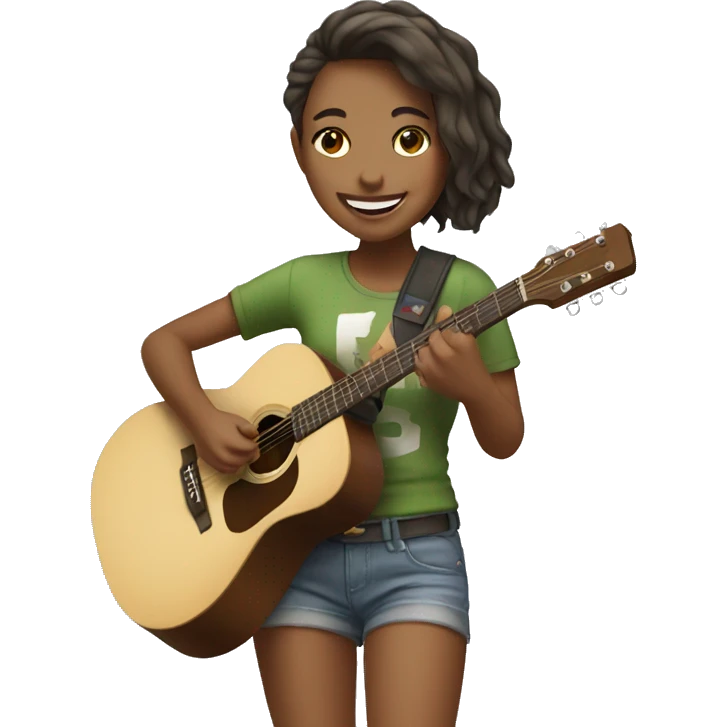 smiling girl in shorts playing guitar  emoji