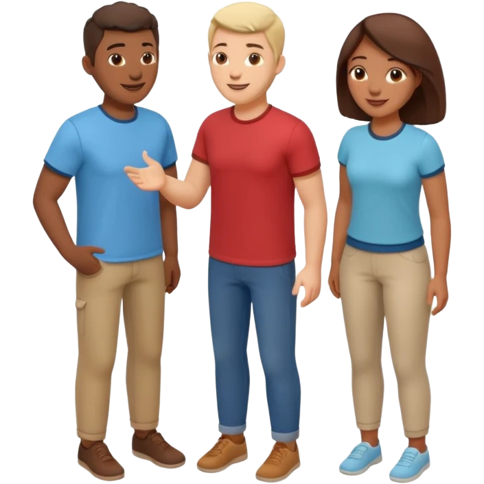 isometric airbnb style render of three people neighbours emoji