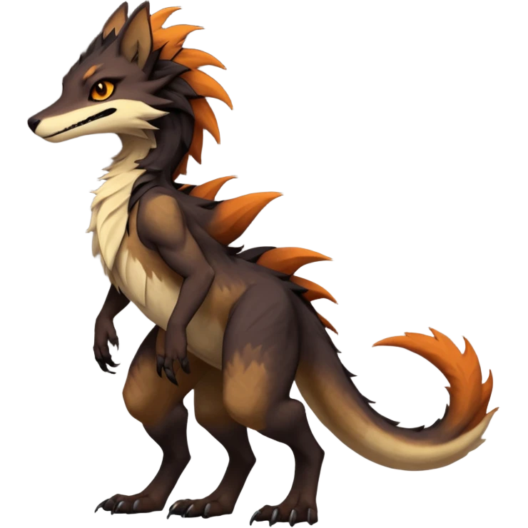 Brown and beige badass elegant wild beautiful natural cute badass epic exotic anthro modern furry 2-legged sergal-vernid-creature, full body, dark-brown-black-gradient pretty hair, with a long tufted tail, beautiful hazel-orange eyes, aesthetic, art by LiLaiRa, art by art by Falvie emoji
