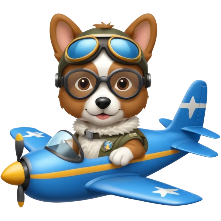 dog pilot riding blue plane emoji