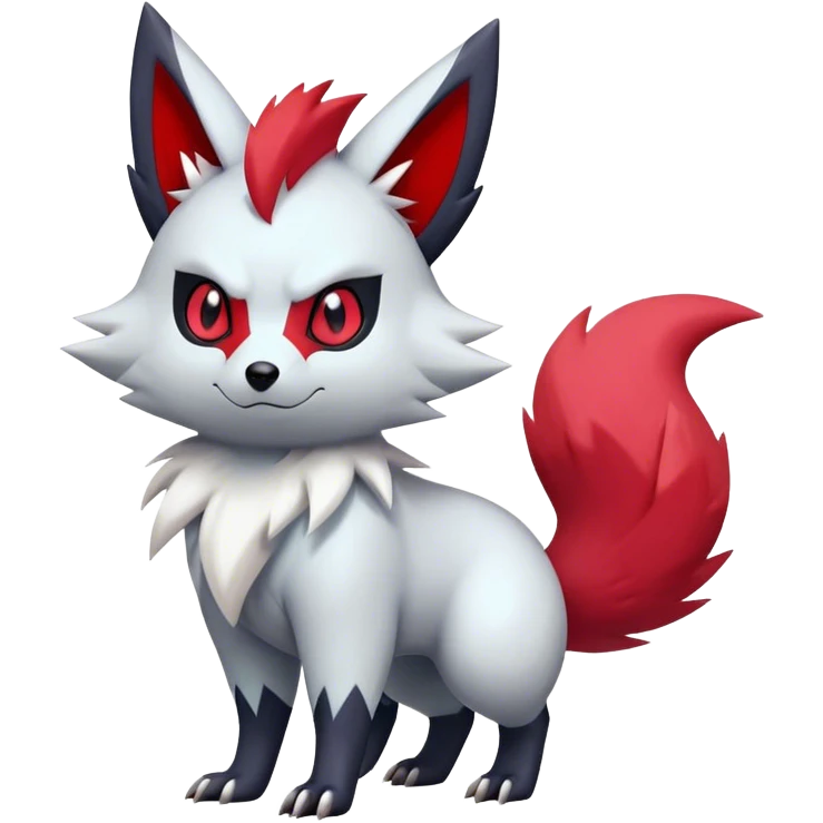 Epic Shiny Cool Cute Kawaii Zangoose-Zorua-Zoroark-Pokemon-fakemon-hybrid-animal Full Body  emoji