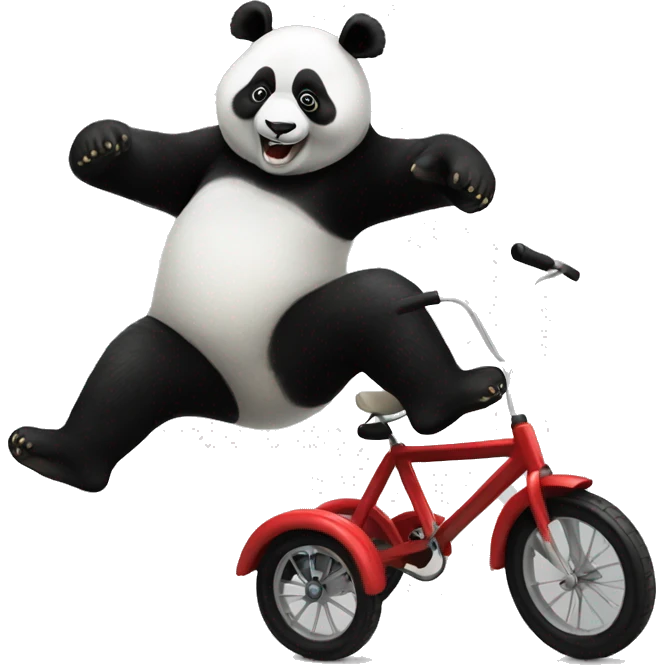 Panda doing backflips on a Tricycle emoji