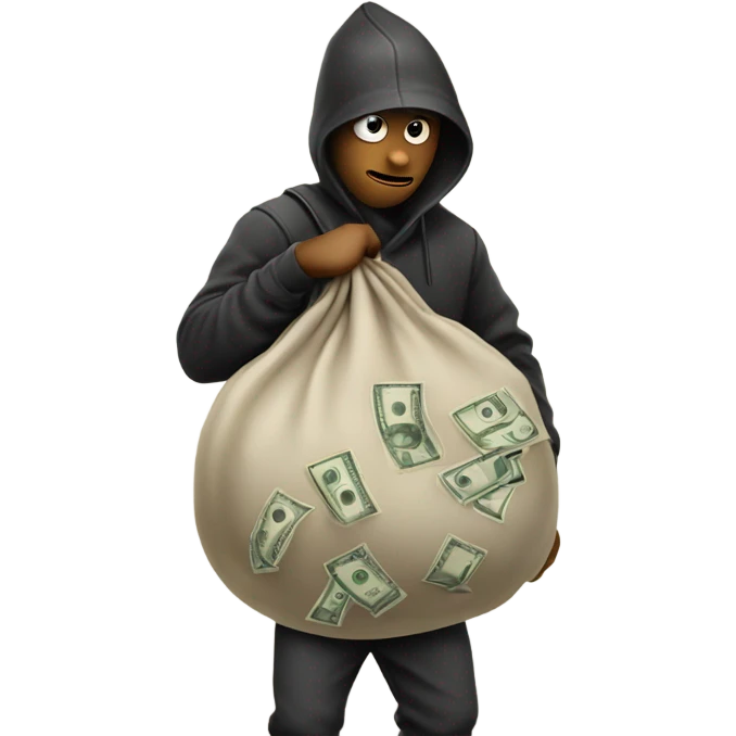 Robber with money sack on back emoji