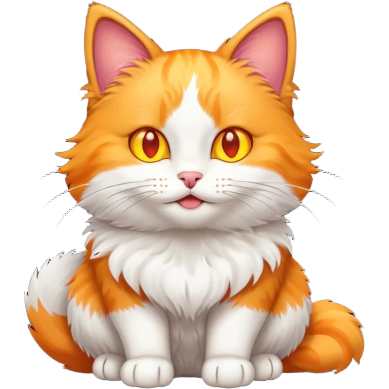 A bicolor cat emoji with glowing happy yellow eyes emoji