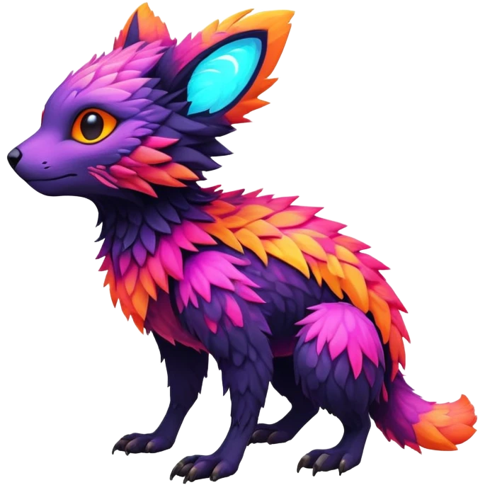 futuristic lush warm-colored neon-colored Fakémon-Trico-creature (full body) emoji