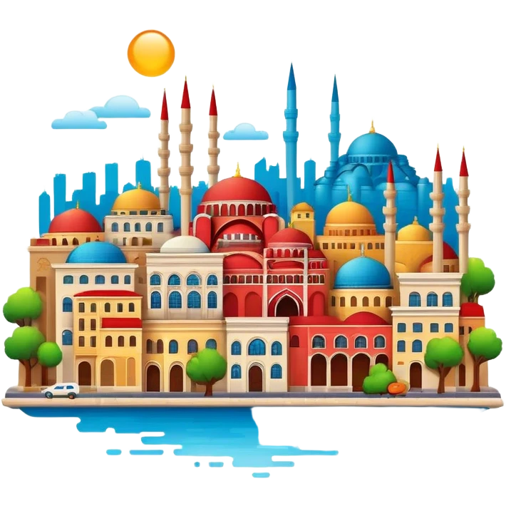 Cinematic Realistic Istanbul Pop Culture Emoji, depicted with a vibrant portrayal of the bustling cityscape rendered with lively textures and energetic, urban lighting. emoji