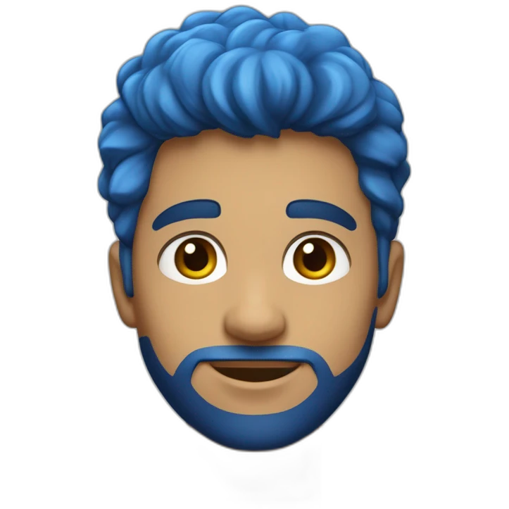 Un jeune homme avec les cheveux teinture bleu étoile. emoji