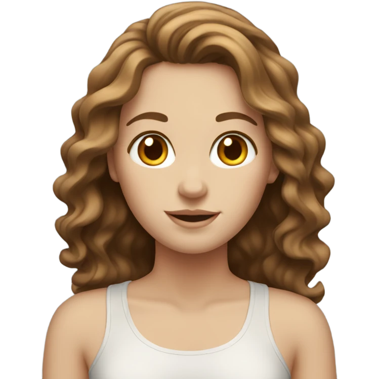 white girl with wavy brown hair standing emoji