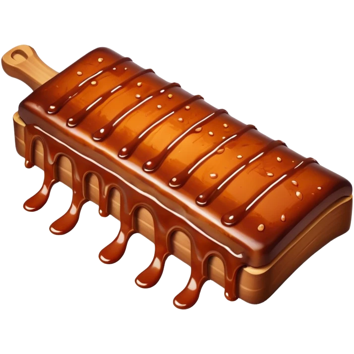 bbq ribs object icon, cooked ribs with barbecue sauce glaze, 3D cartoon, mobile game icon style, clean background, no text, no watermark
 emoji