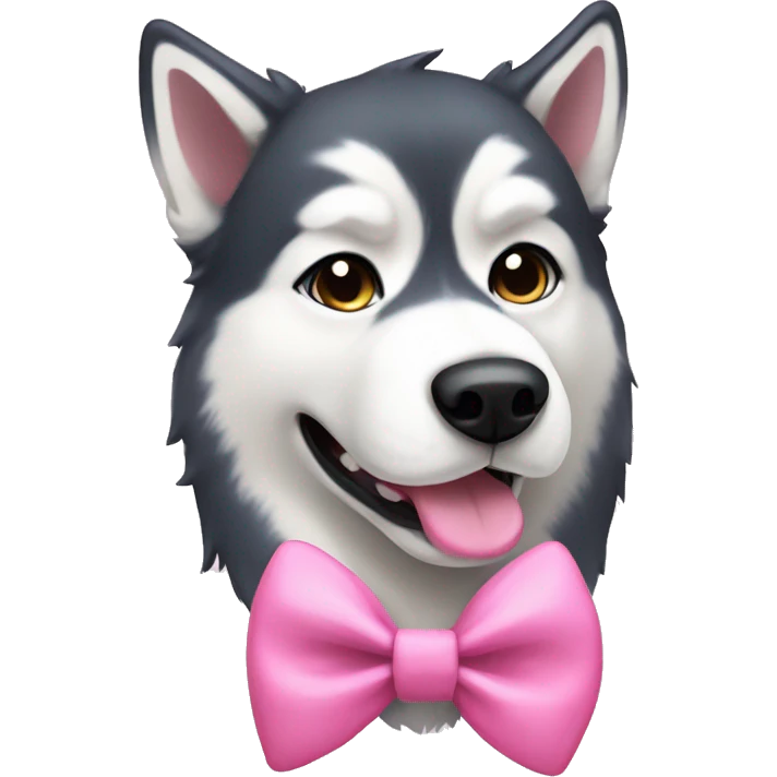 Husky with pink bow emoji