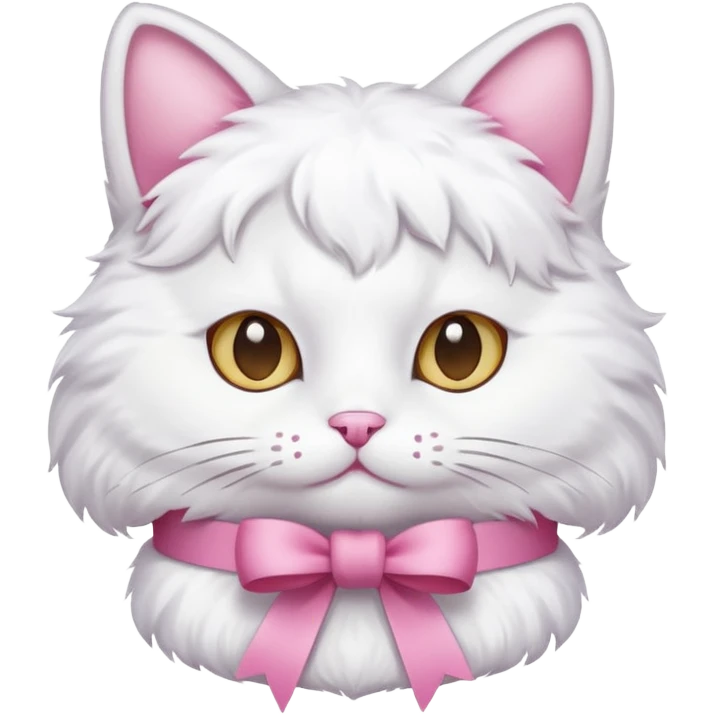 white cat with pink ribbon emoji