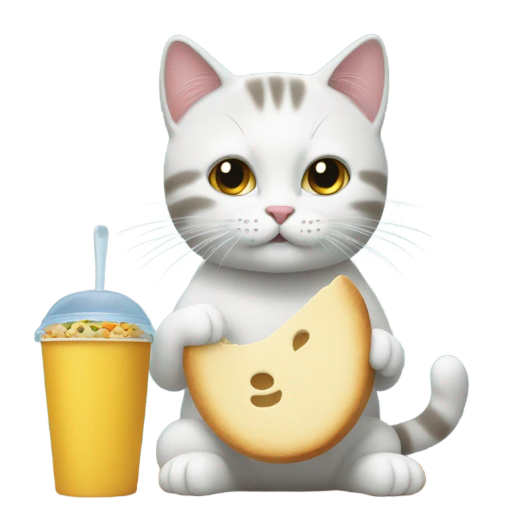 un chat qui mange emoji